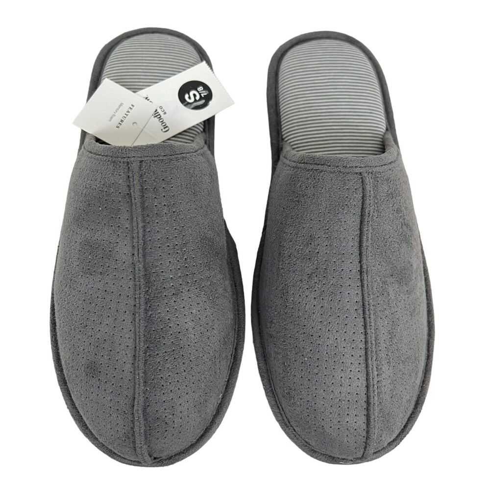 Goodfellow Men's Gray Microfiber Memory Foam Scuff Slide Slippers S (7-8) NWT